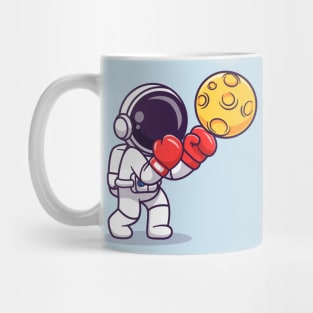 Cute Astronaut Boxing Moon Cartoon Mug